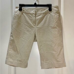 New York & Company Tan Bermuda Shorts Cotton Blend Stretch Size 8